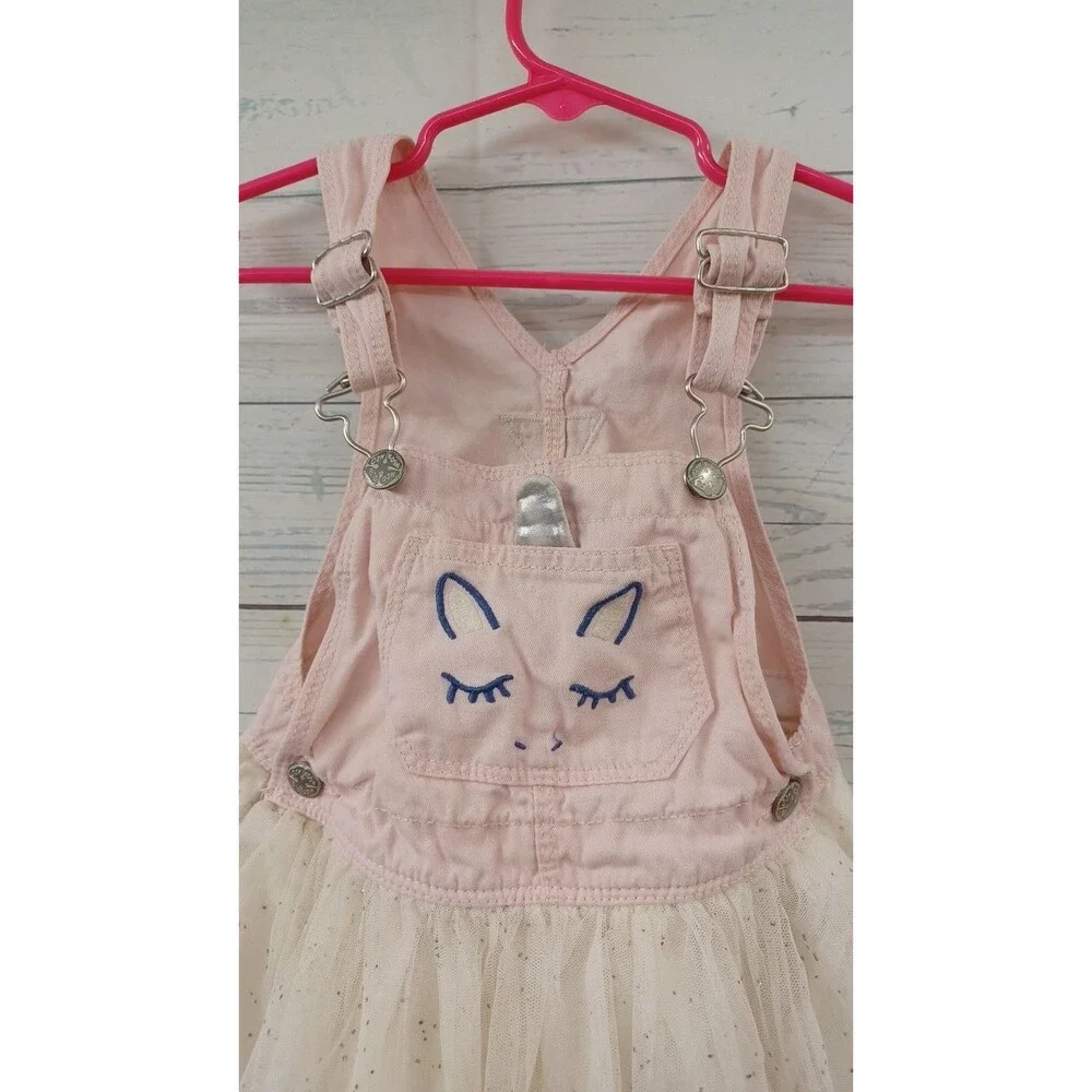 Oshkosh BGosh Size 3T Little Girls Unicorn Tutu Jean Overalls Dress